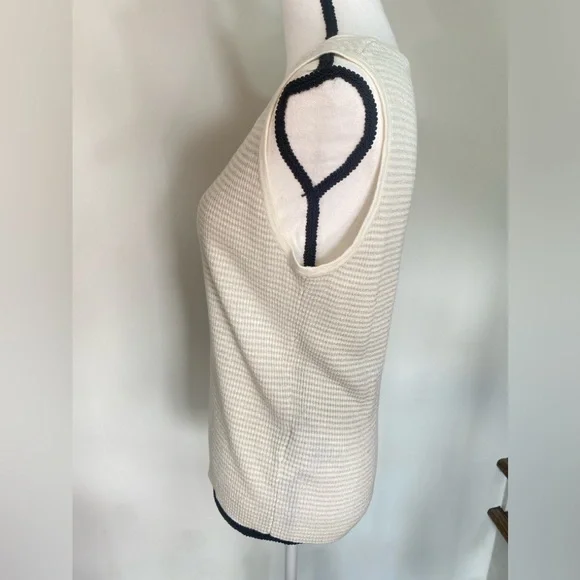 Brooks Brothers Shell Tank Sweater Womens Large Ivory Gray Metallic Linen Blend - Picture 5 of 14